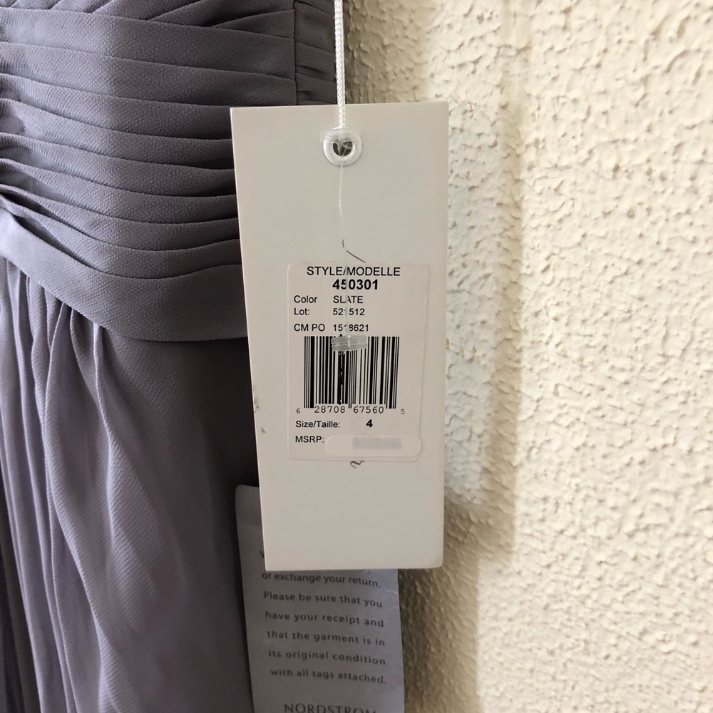 NWT Monique Lhullier Smoke Grey Pleated Chiffon Bridesmaid Dress 4 - Picture 5 of 5